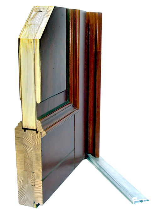 Przekrój drzwi zewnętrznych drewnianych